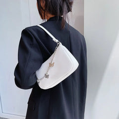 Women Butterfly Chain Shoulder Underarm Bags Casual Ladies Pure Small Purses Han