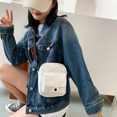 Women Canvas Shoulder Handbag Small Messenger Purse Solid Zipper Student