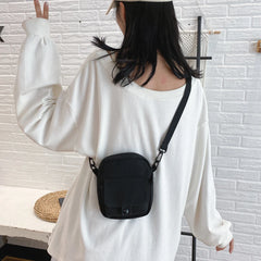 Women Canvas Shoulder Handbags Solid Student Phone Purse Zipper Small Messenger