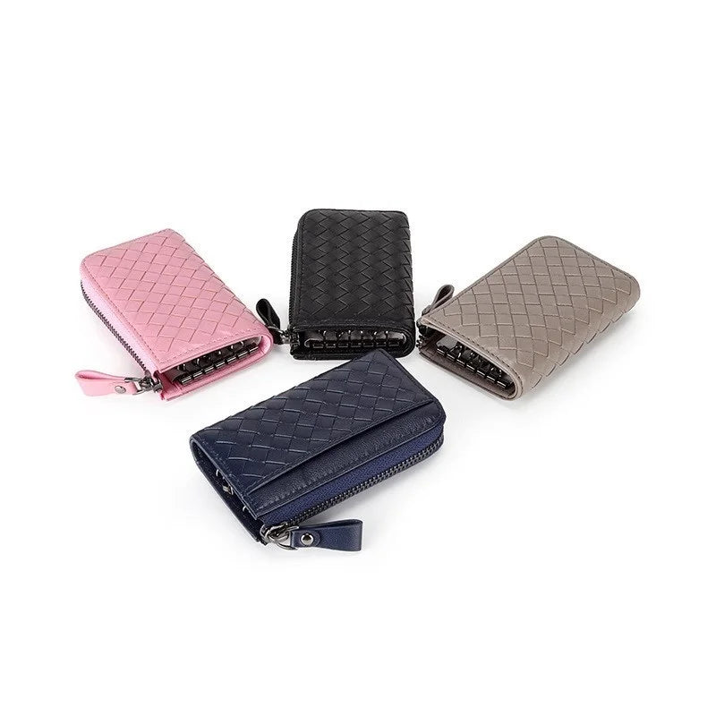 Women Car Key Holders Ladies Smart Housekeeper Sheepskin Woven Key Bag