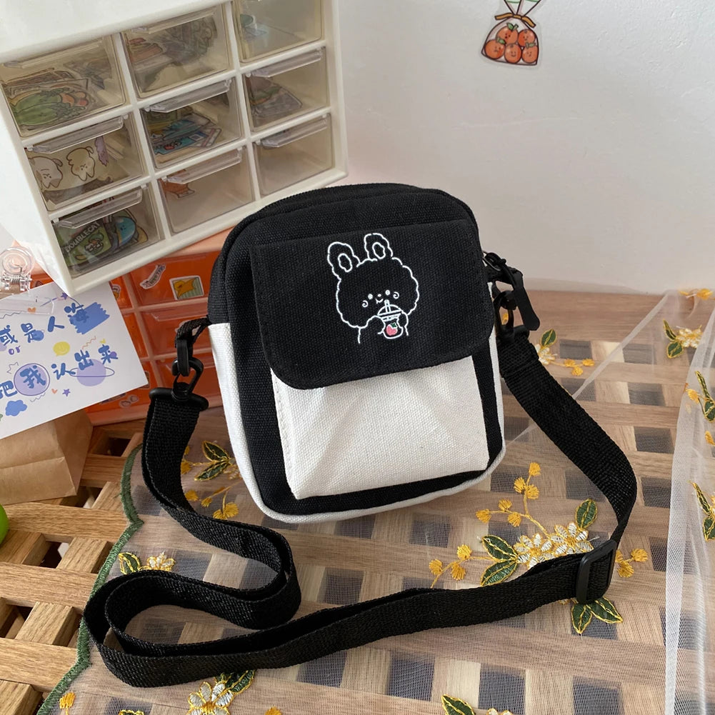 Women Cartoon Printing Canvas Shoulder Messenger Bag