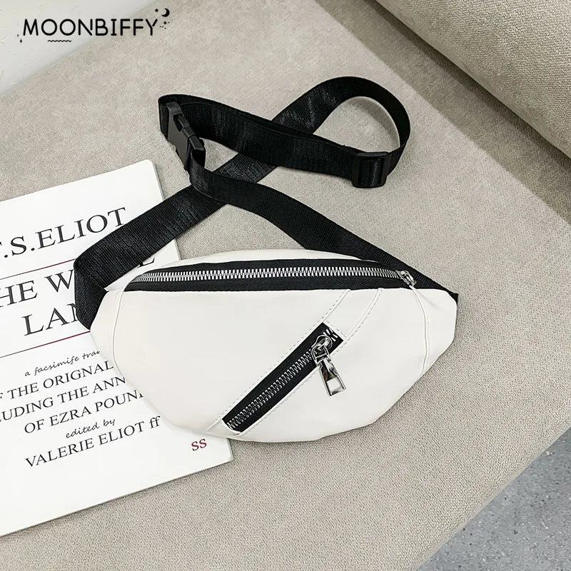 Women Chest Bag Pack Belt Waist PU Leather Crossbody Bag