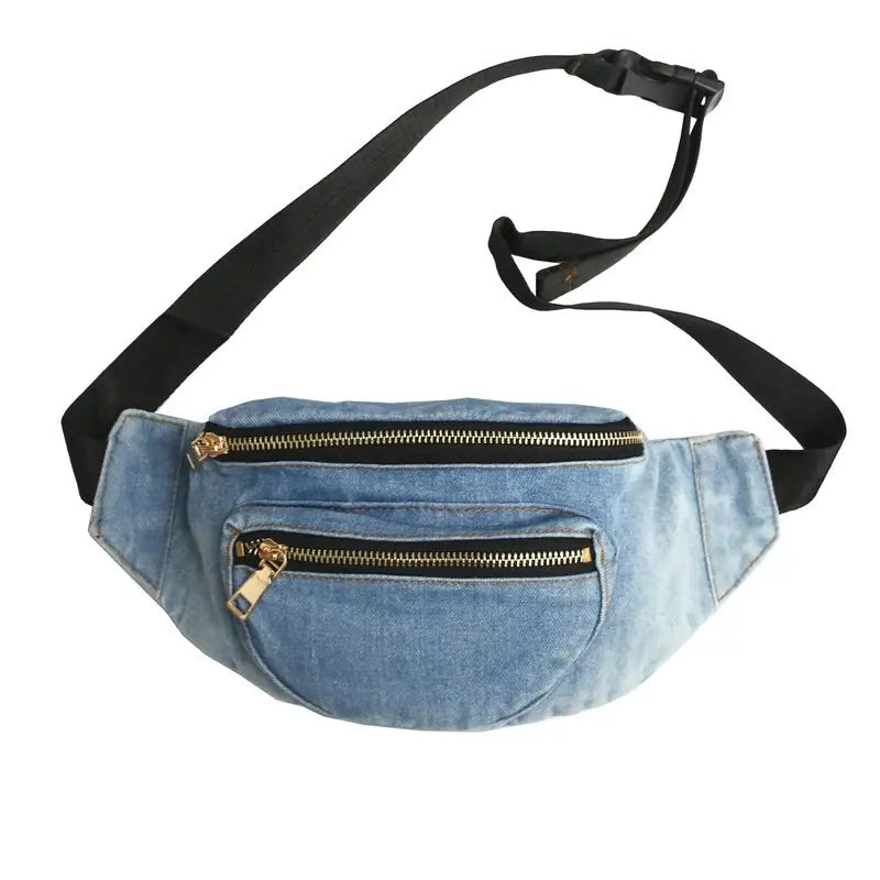 Women Denim Chest Bag Waist Bag Fanny Pack Clutches Purse