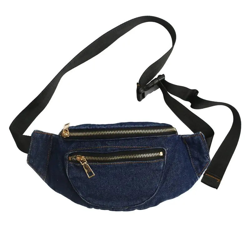 Women Denim Chest Bag Waist Bag Fanny Pack Clutches Purse