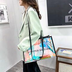 Women Clear Tote PVC Laser Waterproof Transparent Handbag