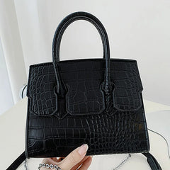 Purple Crocodile Pattern PU Leather Handbag Chain Shoulder Bag
