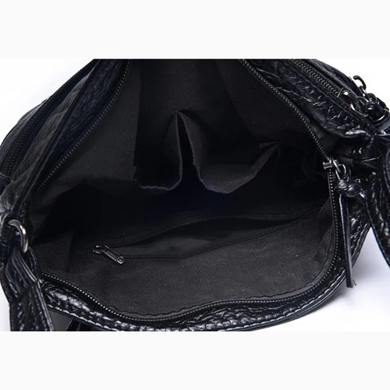 Women Crossbody Bag Soft Washed PU Leather Shoulder Bag Patchwork Messenger Bag