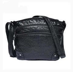Women Crossbody Bag Soft Washed PU Leather Shoulder Bag Patchwork Messenger Bag