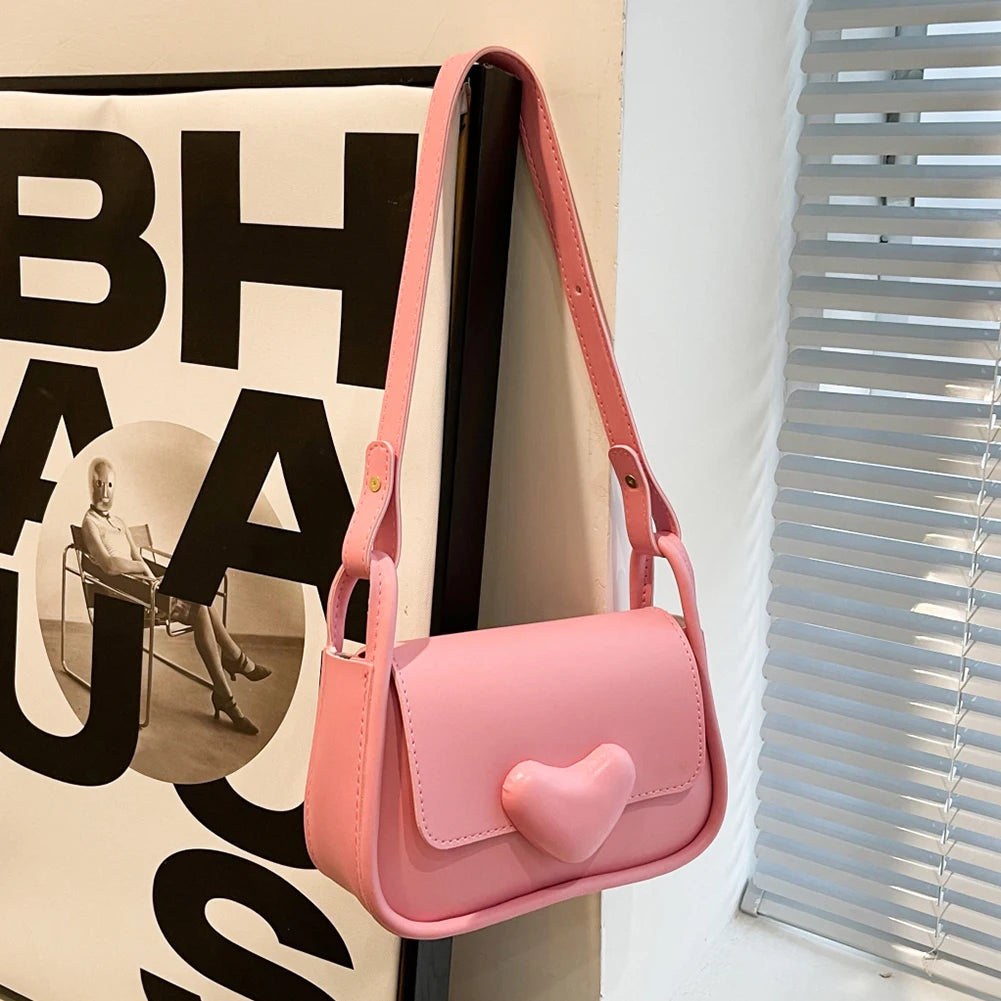 Women Crossbody Bag Love Clasp PU Leather Shoulder Bag