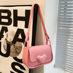 Women Crossbody Bag Love Clasp PU Leather Shoulder Bag