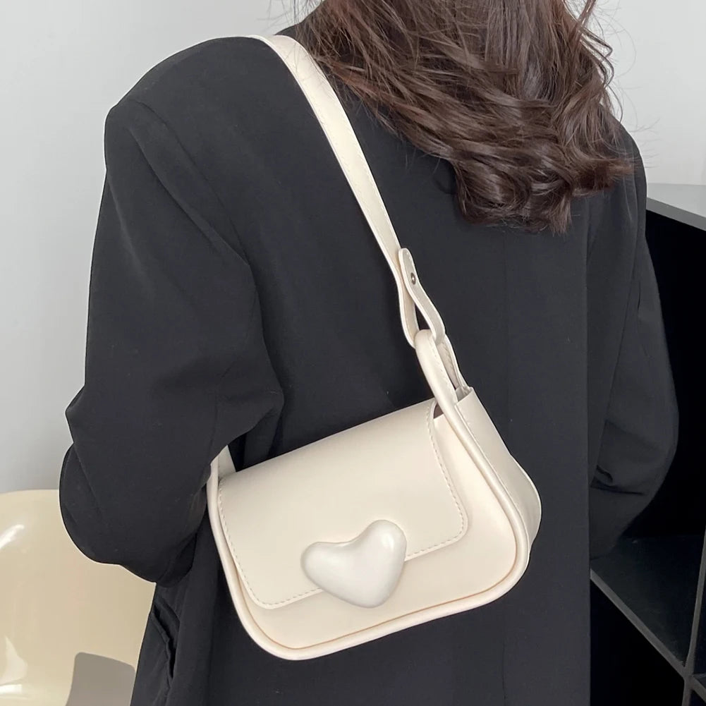 Women Crossbody Bag Love Clasp PU Leather Shoulder Bag