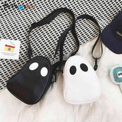 Fun Ghost Crossbody Bag PU Leather Zipper Small Handbag