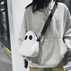 Fun Ghost Crossbody Bag PU Leather Zipper Small Handbag