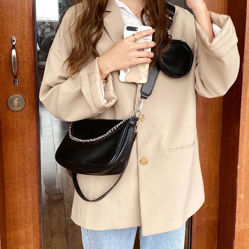 Three in One Women Crossbody Bag Shoulder Chain Messenger Lady Purse