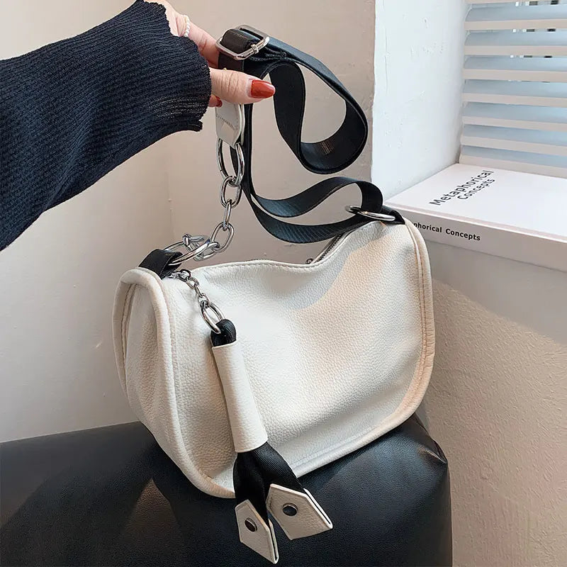 Women Crossbody Bag PU Leather Chain Messenger Bag Versatile Large Capacity