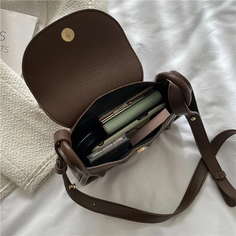 Solid Crossbody Bag for Women - Shoulder Handbag Purse Messenger Bags