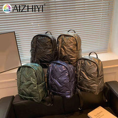 Waterproof Women's Down Cotton School Backpack for Winter