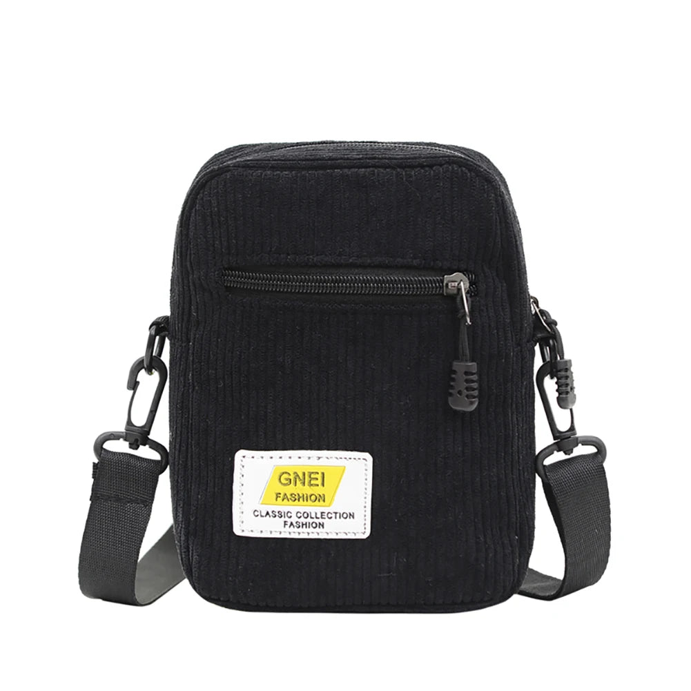 Women Corduroy Messenger Bag Multi-layer Shoulder Crossbody Shopper Handbag