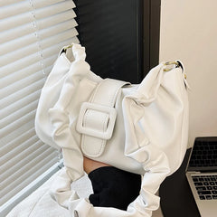 Women Fold Shoulder Bag Soft PU Leather Totes Green Handbags Messenger Bags