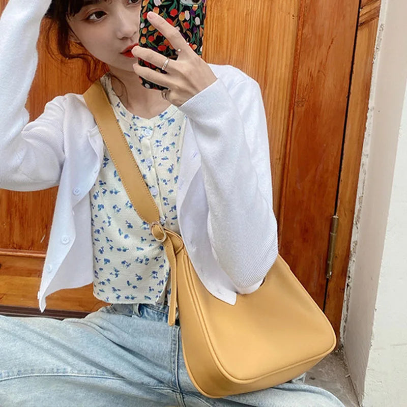 Women Handbag Adjustable Shoulder Strap Solid Female Tote Bag