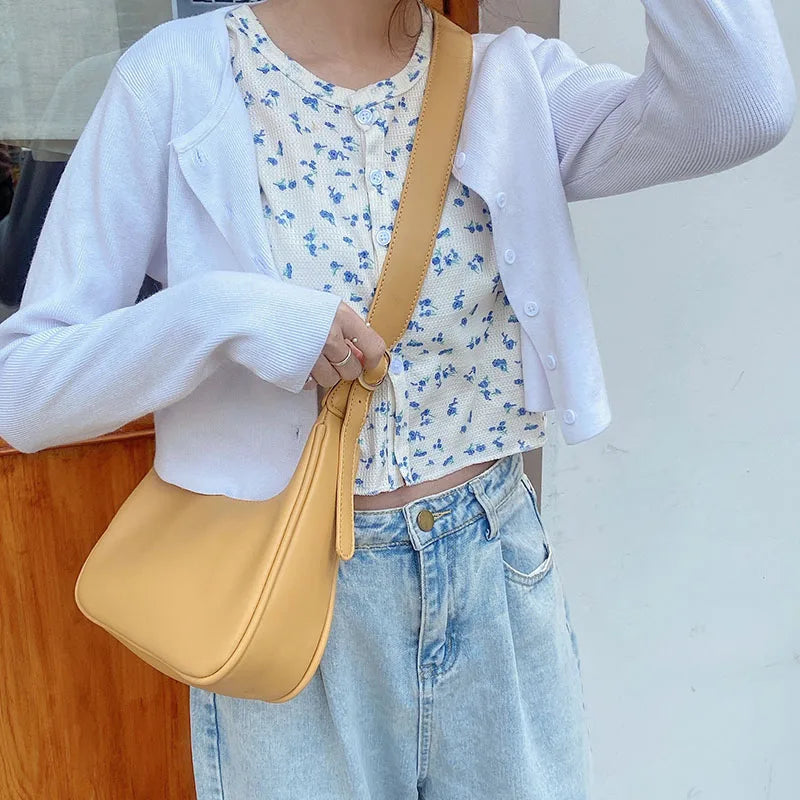 Women Handbag Adjustable Shoulder Strap Solid Female Tote Bag