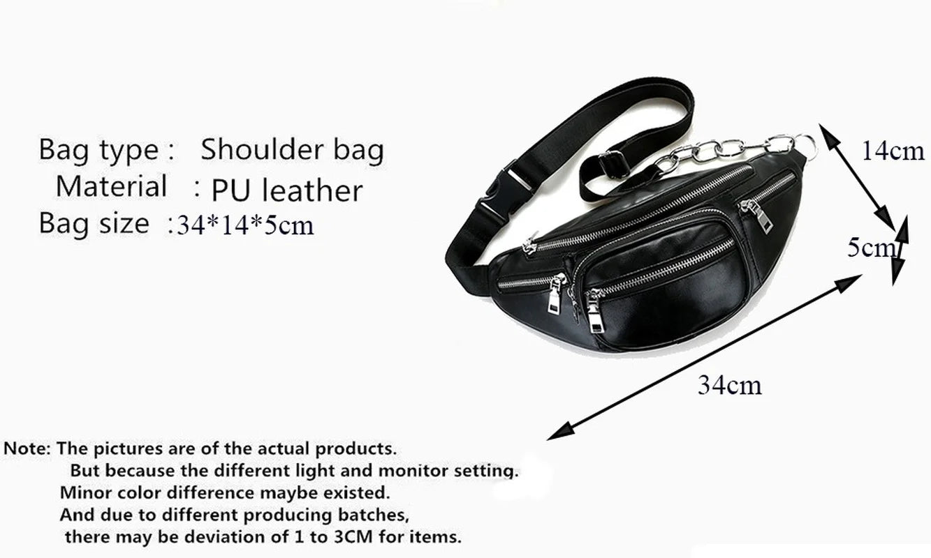 Faux Leather Waist Bag Cell Phone Belt Bag for Women