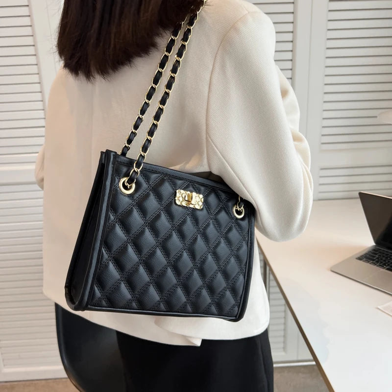 Pu Leather Lattice Women Shoulder Bags Famous Women Bags