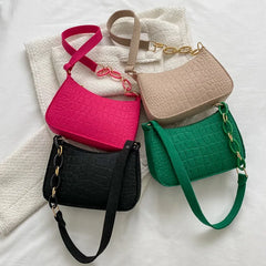 Women Handbag Green Chain Shoulder Pouch Leather Tote Bag
