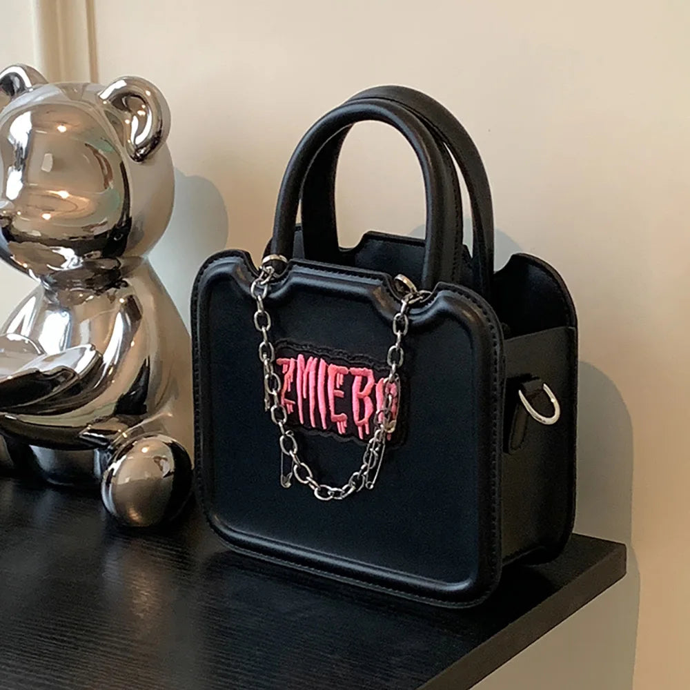 Gothic Style Letter Print Crossbody Bag for Women