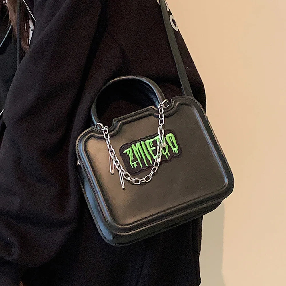 Gothic Style Letter Print Crossbody Bag for Women