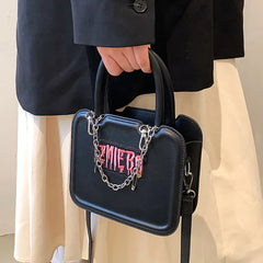 Gothic Style Letter Print Crossbody Bag for Women