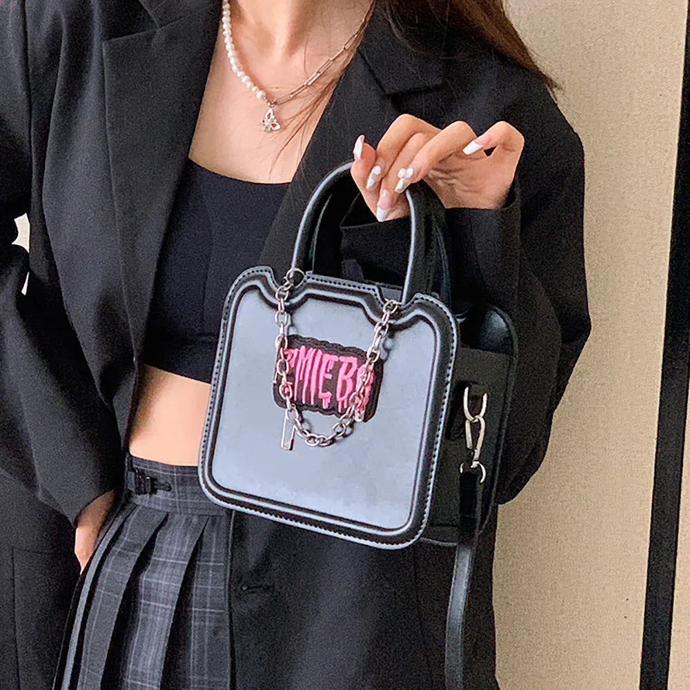 Gothic Style Letter Print Crossbody Bag for Women