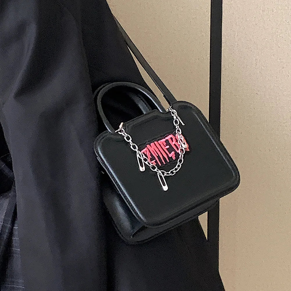 Gothic Style Letter Print Crossbody Bag for Women