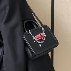 Gothic Style Letter Print Crossbody Bag for Women