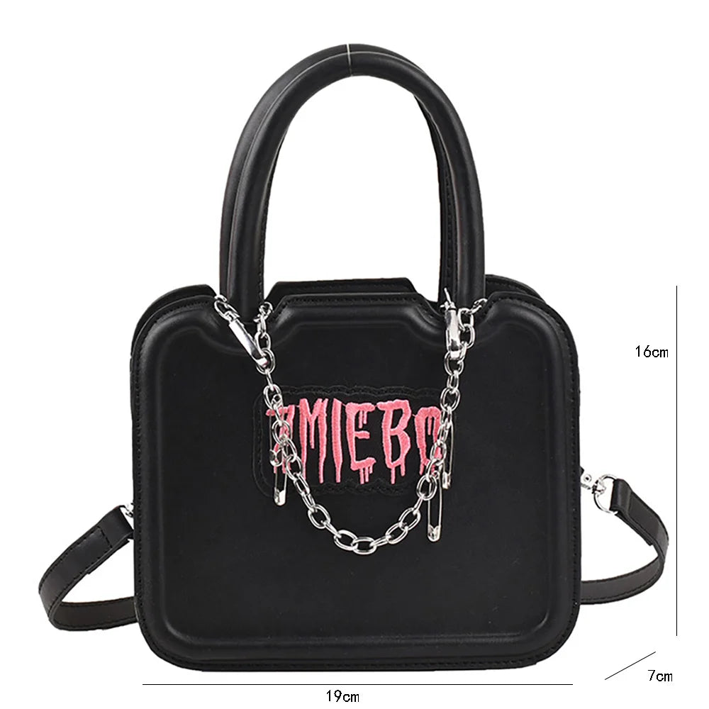 Gothic Style Letter Print Crossbody Bag for Women