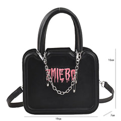 Gothic Style Letter Print Crossbody Bag for Women