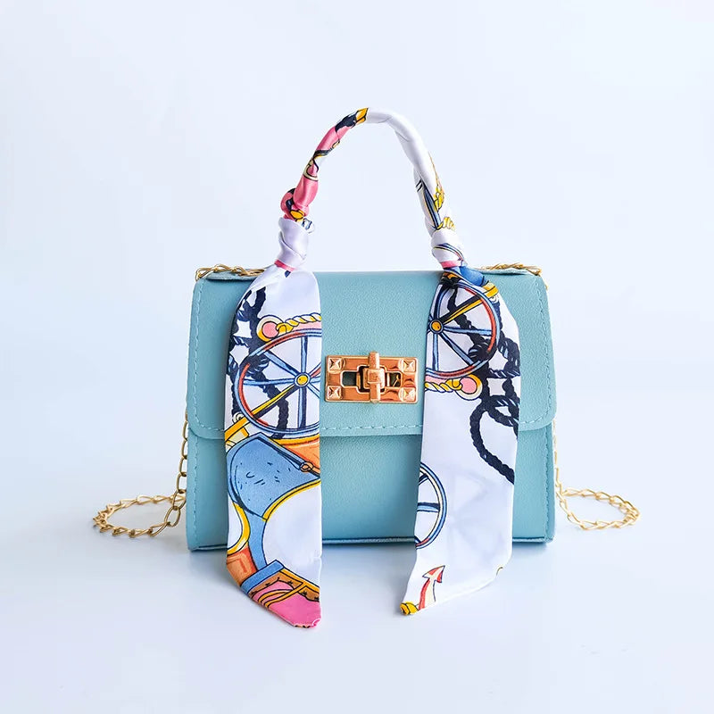 Women Handbags Silk Scarf Shoulder Bag Chain Crossbody Business Totes