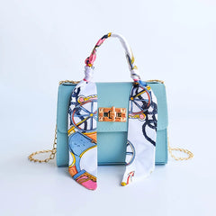 Women Handbags Silk Scarf Shoulder Bag Chain Crossbody Business Totes