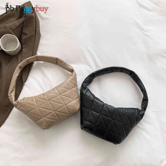 Women Quilted Shoulder Bag PU Leather Hobos Armpit Bag