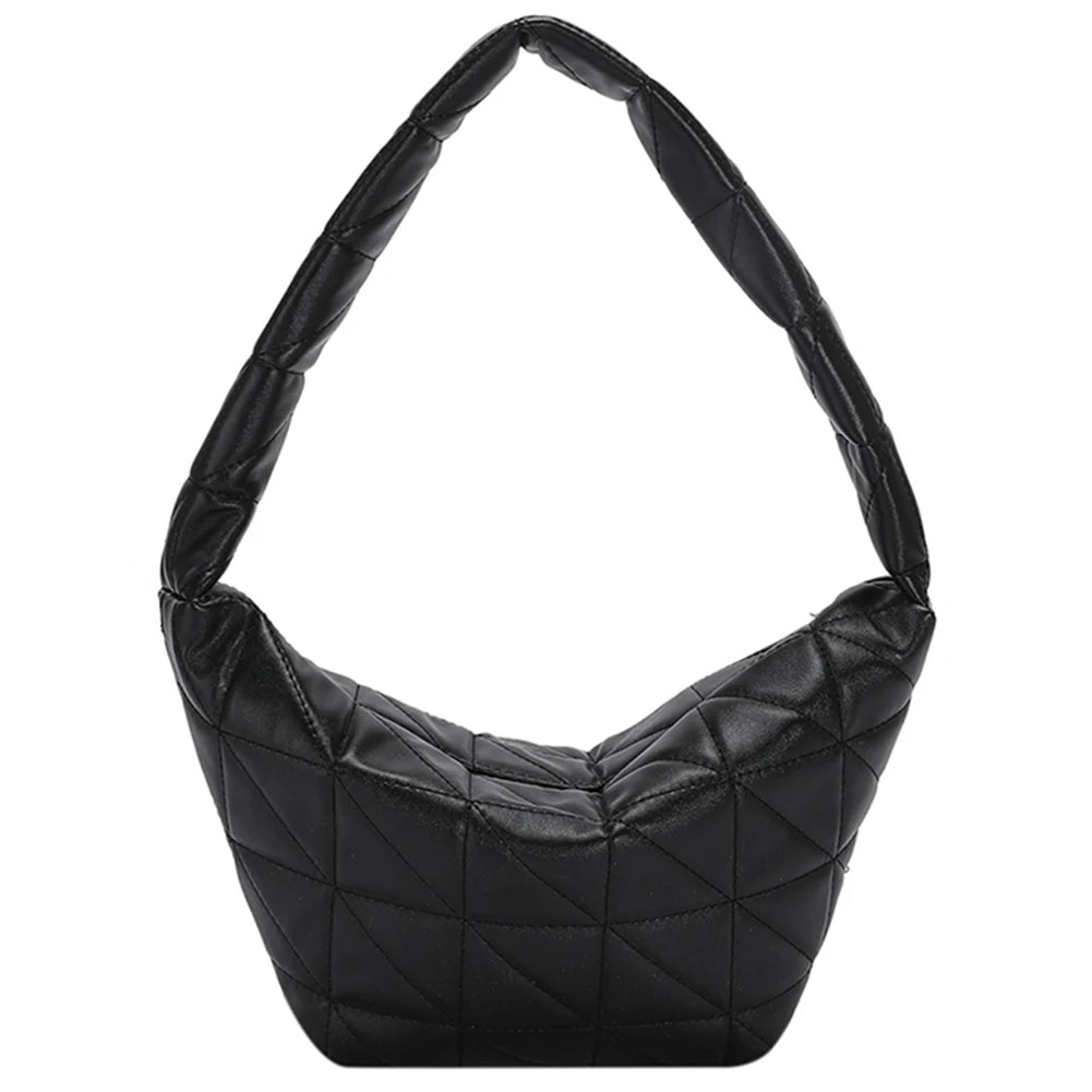 Women Quilted Shoulder Bag PU Leather Hobos Armpit Bag