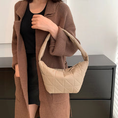 Women Quilted Shoulder Bag PU Leather Hobos Armpit Bag