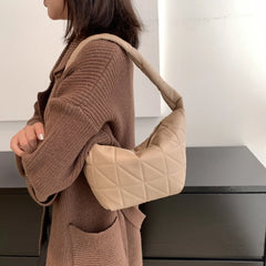 Women Quilted Shoulder Bag PU Leather Hobos Armpit Bag