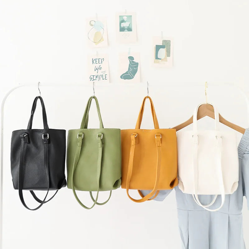 Women PU Leather Bucket Shoulder Bag Composite Bags Soft Purse