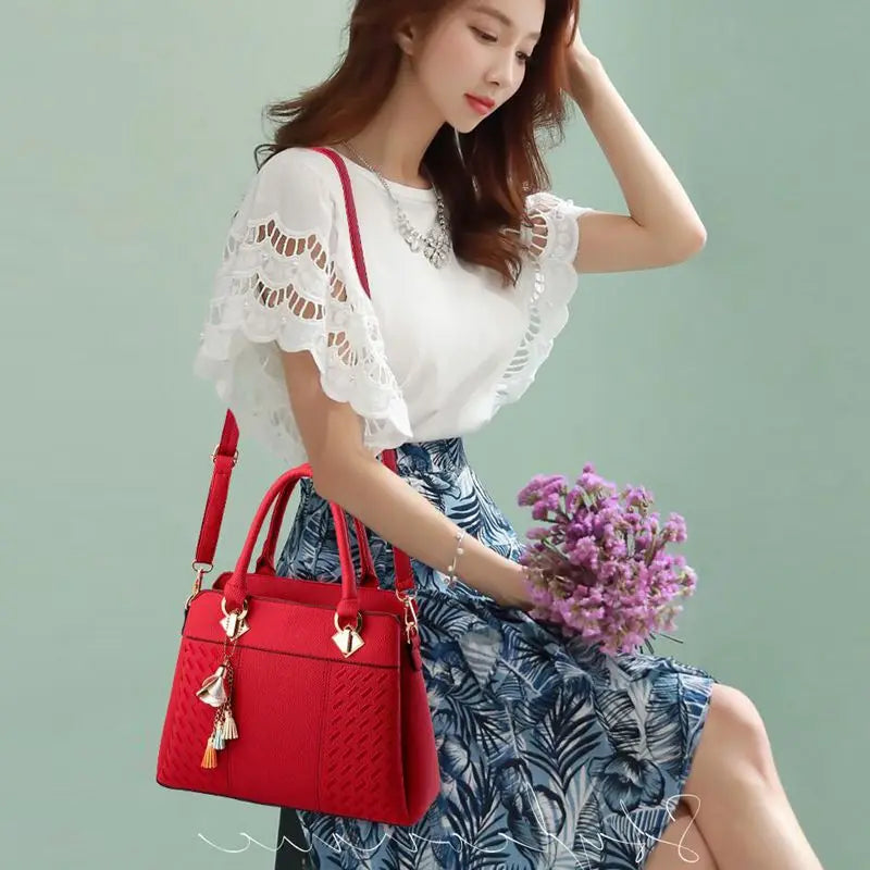 Women Tassel PU Leather Top-handle Crossbody Bag Shoulder Bag KL613