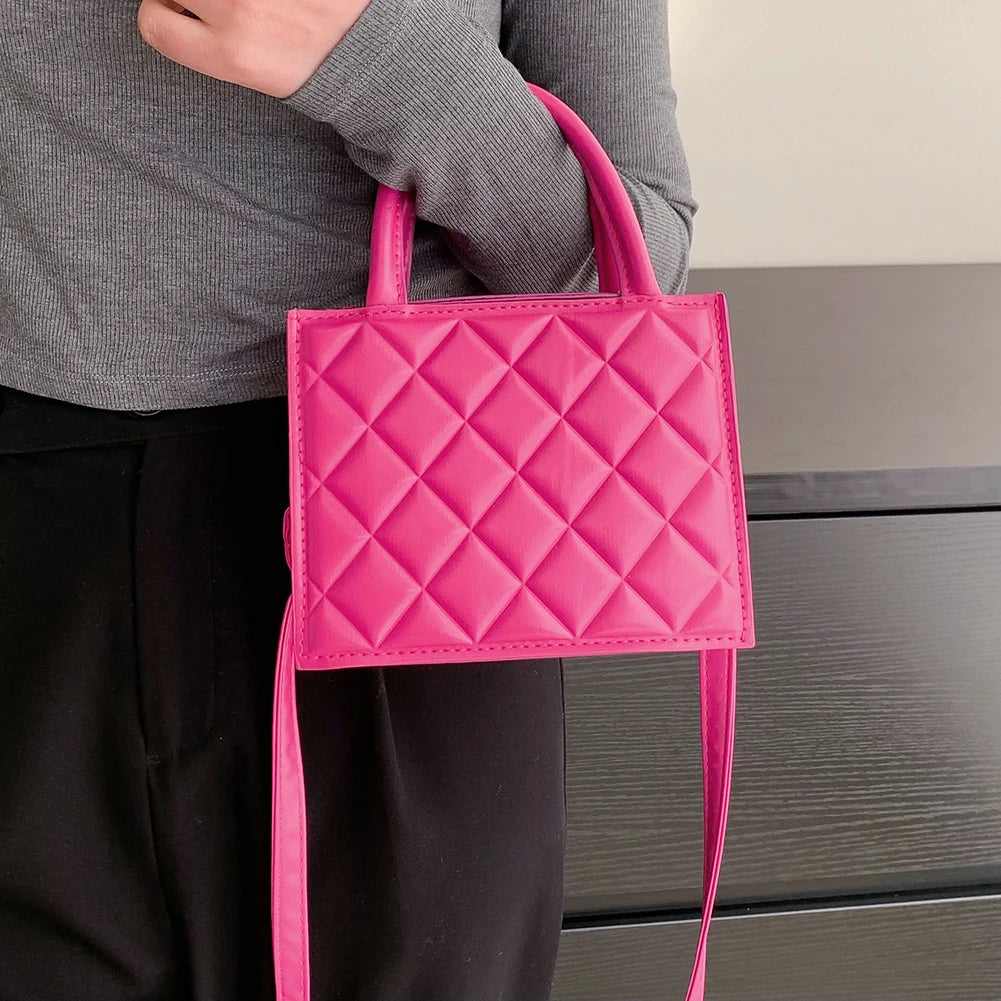 Casual Zipper Rhombic Lattice Female Clutch Small PU Leather Handbag