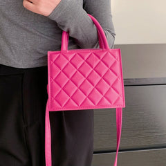 Casual Zipper Rhombic Lattice Female Clutch Small PU Leather Handbag