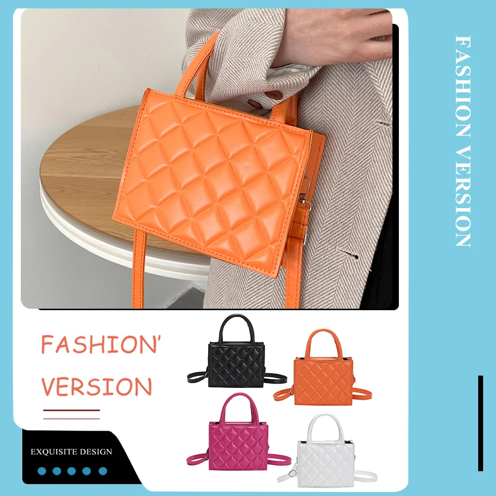 Casual Zipper Rhombic Lattice Female Clutch Small PU Leather Handbag