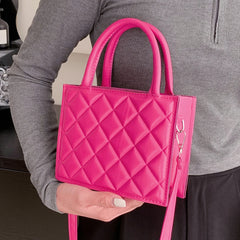 Casual Zipper Rhombic Lattice Female Clutch Small PU Leather Handbag