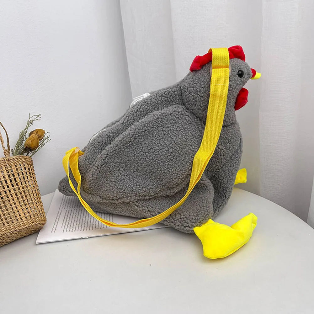 Hen Shape Plush Bag Chicken Shoulder Work Travel Satchel for Women