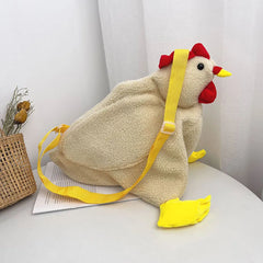 Hen Shape Plush Bag Chicken Shoulder Work Travel Satchel for Women